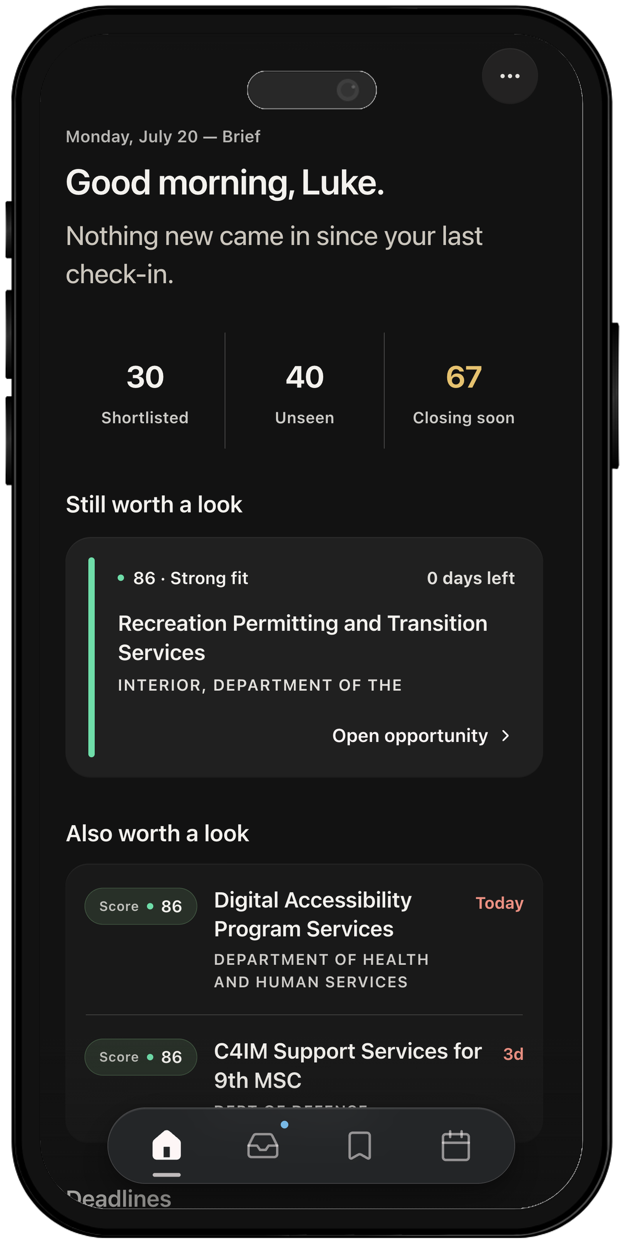 Daily brief in the mobile experience