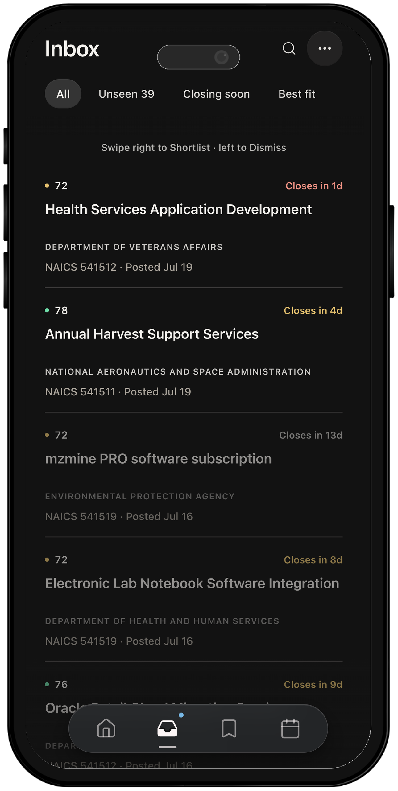Inbox in the mobile experience